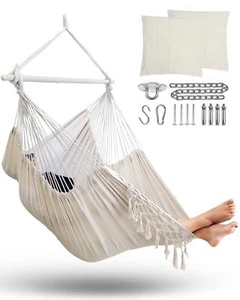 Hammock Chair Hanging Chair Swing Chair XXL Large Macrame Swing Indoor Hammoc... - Picture 1 of 6