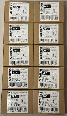 10 PCS SIEMENS Q120DF 20A DUAL FUNCTION AFCI/GFCI (WITH PIGTAIL WIRE) NEW - Image 1 of 4