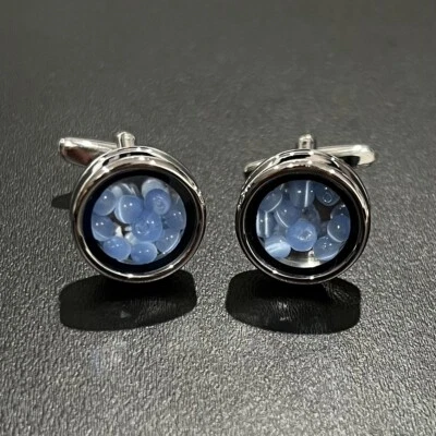 Bolas móviles de piedra azul gemelos redondos para hombre en caja regalo de cumpleaños día del padre” Foto 1 de 4