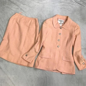 CHANEL 98P Pink Tweed Jacket Skirt Suit Set FR36 Silk Lining CC Buttons - Picture 1 of 22