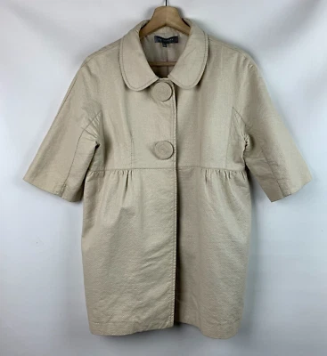 Chaqueta MM Couture by Miss Me Beige Cuello Manga 3/4 Bolsillos a Presión Forrada Talla L Foto 1 de 4