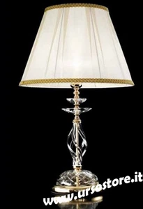 Lampada da tavolo lume in cristallo trasparente classico oro con paralume - Picture 1 of 1