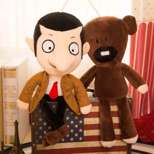 2Pcs Cartoon Mr Bean and Teddy Bear Soft Doll Stuffed Plush Toy Kids Gift - Picture 1 of 2