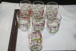 RARE VINTAGE HICKORY FARMS 10 OZ DRINKING GLASS LOT LOGO 7 PC MID CENTURY EXC - Picture 1 of 6