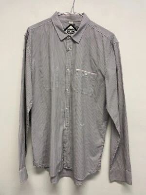 DIESEL МУЖСКОЙ ЧИСТОГО ХЛОПКА LS РУБАШКА В ЧЕРНО-БЕЛУЮ ПОЛОСКУ РАЗМЕР XL EXC. (S080) - Изображение 1 из 4