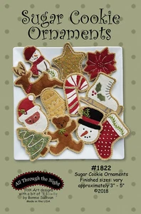 Sugar Cookie Ornaments Bonnie Sullivan Christmas Wool Applique Stitchery Pattern - Picture 1 of 3