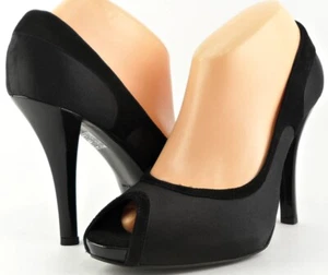 VIA SPIGA DORY Black Satin Suede Designer ITALY EVENING Pumps 9.5 RUN SMALL - Picture 1 of 4