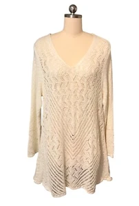 Style & Co Crochet Knit Pullover Sweater Long Line NWT Ivory Women’s Plus Sz 2X  - Picture 1 of 10