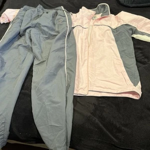 1990s Wilson Lined Track Suit Pink Charcaol White Colorblock Tennis Women MEDIUM - Bild 1 von 6