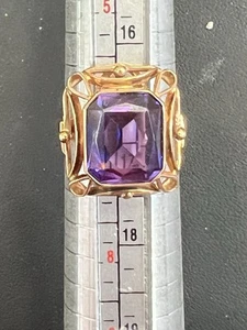 Vintage 14K Rose Gold Synthetic Color Change Sapphire Size 6.5 Ring Signed 5.6 g - Picture 1 of 6