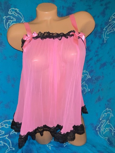 UNDERCOVER Abito babydoll Victoria’s Secret Sexy Little Things rosa nero retrò anni 50 con volant M