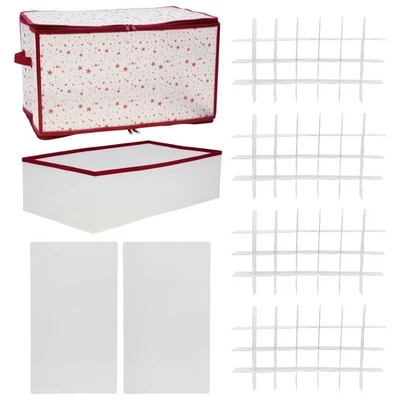 FLASH SALE Christmas Ornament Storage Tote for up to 112 Ornaments in White/Red - Image 1 of 4
