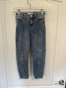 Abercrombie Kids denim blue Jeans 7/8 long high Rise Mom Jeans - Picture 1 of 6