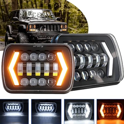 For Chevrolet Express 3500 1996-2018 5X7 7x6 2X LED Headlight w/DRL Turn Light - Image 1 of 4