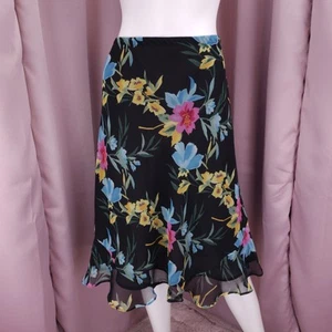 '90s Y2K Notations Women's Floral Knee Length A-Line Flare Skirt Medium - Picture 1 of 6