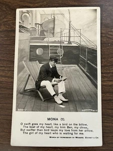 Bamforth Life Model Postcard ~ Mona (1) ~ Romance Love Boat Ship ~ RPPC - Picture 1 of 2