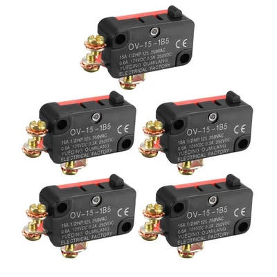 5PCS 15A 125/250V AC SPDT NO+NC Snap Button Type MicroSwitch with Screw Terminal - Image 1 of 4