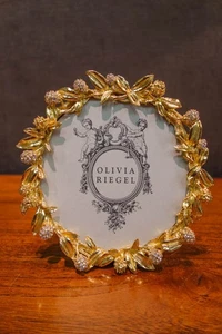 Olivia Riegel Crystal "Gold Cornelia 4.5" Round Photo Frame New in Box - Picture 1 of 3