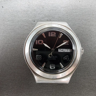 Swatch irony Watch men 38mm Black Dial Steel Daydate Round YGS737 New Battery - Image 1 of 4