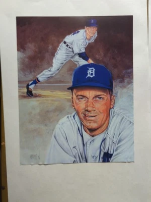 Detroit Tigers Jim Bunning Print 11 X 14, Major League Baseball By Artist Madden - Image 1 of 3