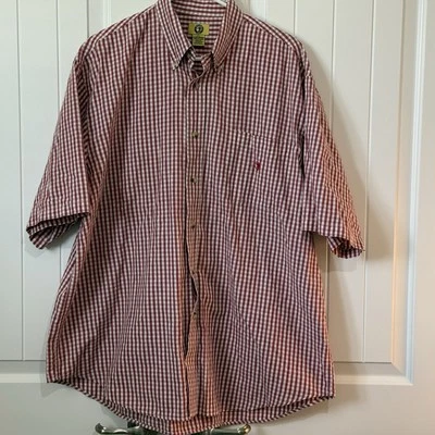 Camisa masculina vintage cabeça de pato XL vermelha xadrez botão para baixo algodão bolso clássico anos 90’ - Imagem 1 de 4