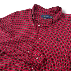 Camisa Polo Ralph Lauren Para Hombre XL Manga Larga Abotonada Calce Clásico Roja a Cuadros - Imagen 1 de 10