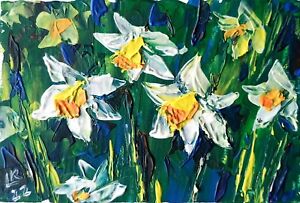 Daffodils Painting Original Flower Floral Impressionist Collectible Art
