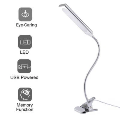 48 LED Flexible USB Clip-On Desk Table Reading Desk Lamp Dimmable LED Light Soft - Image 1 of 4