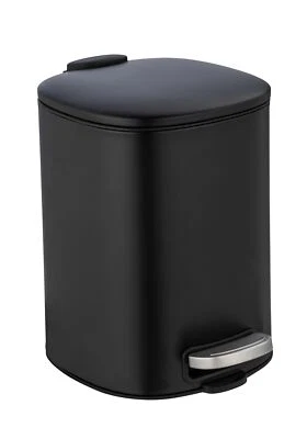 WENKO Treteimer Alassio Schwarz Stahl Anti-Finger-Print Easy-Close 5L kompakt - Bild 1 von 4