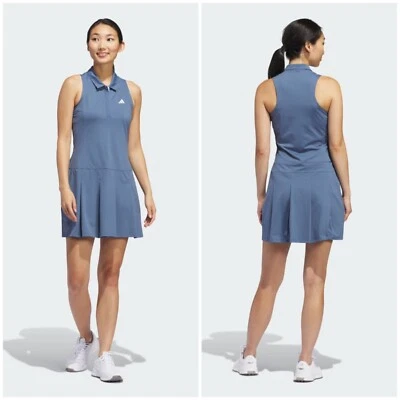 Adidas Women Ultimate365 Tour Pleated Dress Sleeveless Blue Sz L NWT - Изображение 1 из 4