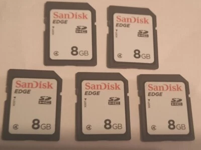 Lot of 5 SanDisk Edge Professional 8GB SD SDHC Class 4 Camera Flash Memory Card - Image 1 of 2