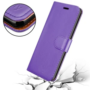 Google Pixel 6A Phone Case - Purple - Leather Wallet/Stand/Card/Money Holder - Picture 1 of 9