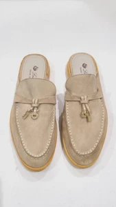 LORO PIANA Suede Charms Walk Flat Mules EU Size 37 US Size 6.5 - Picture 1 of 13