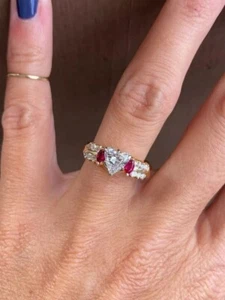 Splendida Fede Nuziale 2Ct Diamante Simulato Taglio Cuore Placcato Oro Giallo 14K - Foto 1 di 4