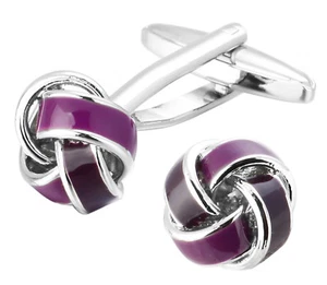 Lila Emaille Herren Liebe Knoten Hochzeit Geschenk Manschettenknöpfe von CUFFLINKS DIRECT - Bild 1 von 8
