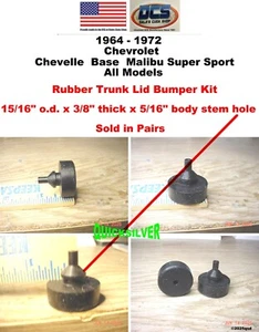 1964 1972 Chevelle Malibu SS Trunk Lid Rubber Bumper Kit USA - Bild 1 von 3