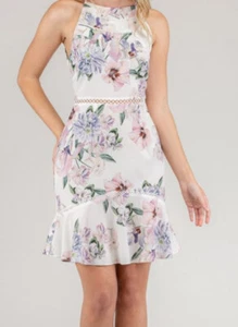 SAO by DEE White Floral Print DRESS Size 20 BNWT NEW Lace Pink Party Cocktail - Picture 1 of 7