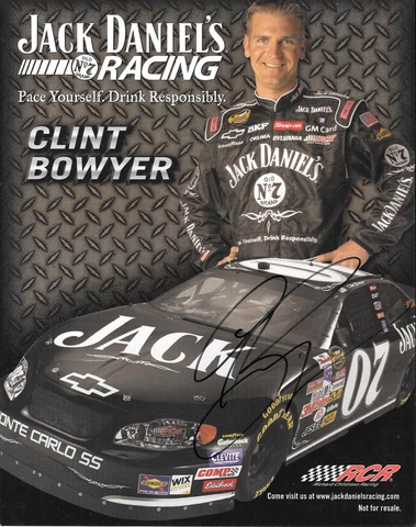 HAND SIGNED AUTOGRAPHED CLINT BOWYER POSTCARD 2006 JACK DANIEL'S RCR Cover