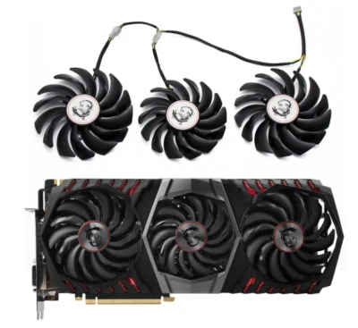 Set of 3 Fan Cooling Fan For MSI GTX 1080 Ti 1080Ti GamingX Trio PLD10010S12HH - Image 1 of 4