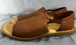 Womens 11 M Born Cove Modern Brown Supple Leather Slip On Open Toe Sandals - Picture 1 of 10