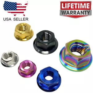 Tuerca hexagonal para el hombro M5 M6 M7 M8 M10 M12 brida de titanio color anodizado DIN 6923 - Imagen 1 de 10