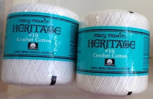 Mary Maxim Heritage #10 gehäkelte Baumwolle Farbe 500 weiß 300 Yard Menge 2 Kugeln - Bild 1 von 2