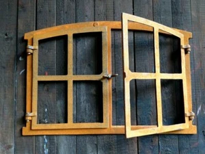 Iron Window with Double Wing for Opening, Antique Rural Window Garden Wall - Picture 1 of 12