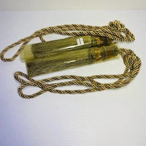 Curtain & Chair Tie Backs Tassels Set Of 2 Gold/Green 25" Spread 10" Tassel - Picture 1 of 4