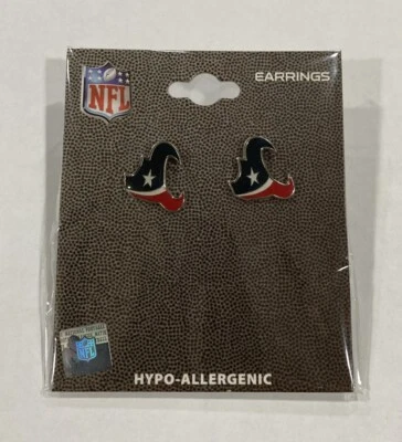 休斯顿德州人足球队标志 NFL 银柱耳钉一对 — 第 1/3 张图片