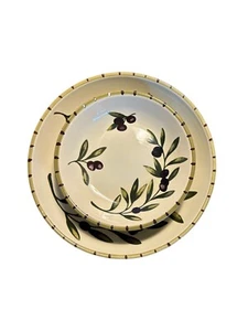 Williams-Sonoma Liguria Olives Serving Bowl 13.5” And 4 Pasta Soup Bowls 9.75” - Picture 1 of 7