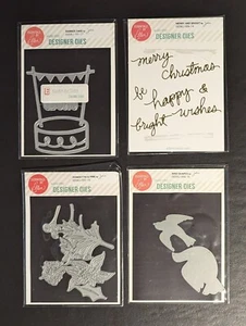 Lot of 4 Essentials By Ellen Designer Die Sets Banner Cake Bird Shapes Merry... - Picture 1 of 7