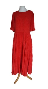 La Redoute Red Floaty Pleated Dress 🌺 Fit & Flare 🌺 Party * Cocktail * Wedding - Picture 1 of 4