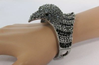 Neue Damen Adlerkopf Vogel Mode Metall Armreif Silber Schwarz Blau Heißes Pink - Bild 1 von 4