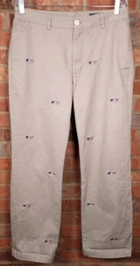 Vineyard Vines Mens 33 x 30 Embroidered Khaki Whale Flag Repeat Chino Club Pants - Picture 1 of 10